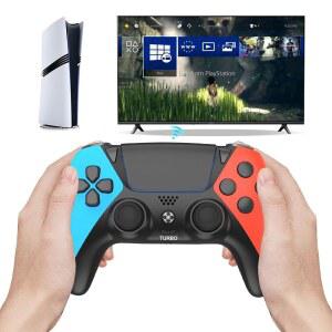 [포르르] PS5 컨트롤러용 무선 게임 제어, 2개의 백 패들과 터보, 듀얼 진동, 6축 자이로, 1200mAh 배터리, 레드 및 블루 내장 플레이스테이션 5, PS4, PC, Pa5 리모컨과 호환 가능
