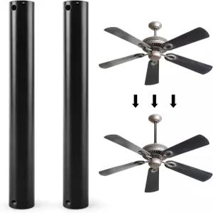 베르단치아 천장 선풍기 2개 다운로드 12인치 블랙 연장 다양한 선풍기용 직경 1인치 유니버설 나사산 없음