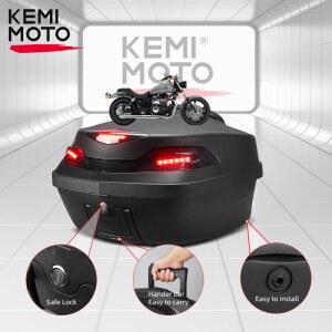 오토바이 뒷좌석 화물 트렁크 스쿠터 탑 박스 보관 수하물 탑 박스 케이스 LED 미등 범용 48L 래치