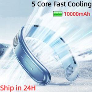 휴대용 충전식 미니 넥 쿨러 가정 캠핑 야외용 전기 환풍기 3 단 냉각 바람 10000mAh