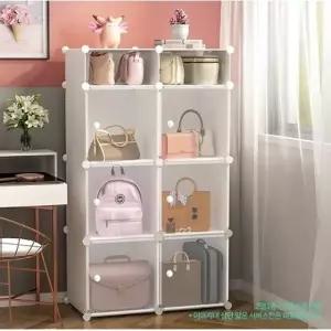 (선택 4칸A(2열2층))조립식 수납장 핸드백 보관함 가방 정리함 2열3칸