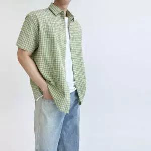 [골드스마일]여름용 남성 시어서커 체크 반팔 셔츠