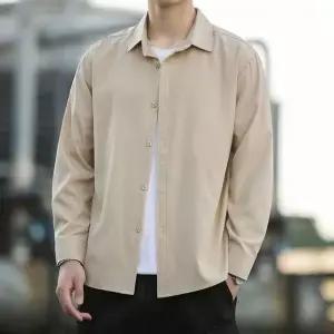 [골드스마일]남성용 오버핏 긴팔 셔츠 봄 가을 블랙 커플용 정장 남방