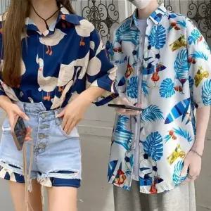여름 오버핏 반팔 하와이안 남녀공용 휴양지 셔츠 신혼여행룩