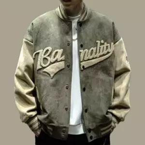 [골드스마일]야구용 오버핏 스웨이드 바시티 점퍼 자켓 아우터