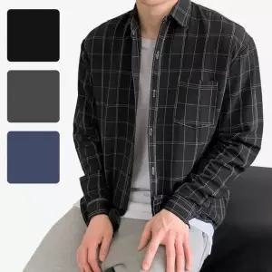 [셀러에이드]남성용 긴팔 체크 셔츠 봄가을 캐주얼 워크 남방