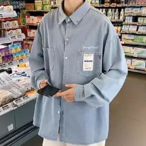 데님 오버핏 긴팔 셔츠 캐주얼 남자 남방 신제품