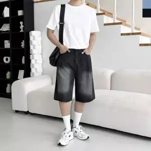 [셀러에이드]남성용 뒷밴딩 데님 버뮤다 숏팬츠 여름 반바지