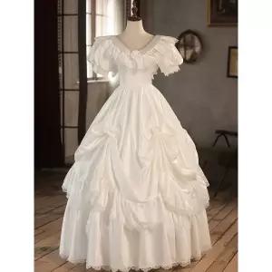 빈티지 웨딩드레스 유럽 귀족 새틴 복고풍 사진 촬영