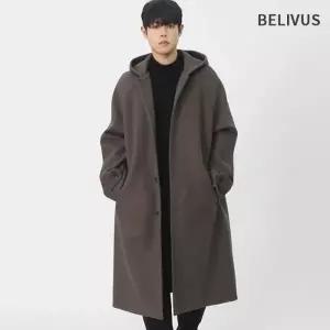 빌리버스 남성 간절기 레글런 실루엣 발마칸 울혼방 톤다운 롱 후드 코트 BAZ002