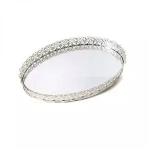 실버 백합 장식 트레이 과일 접시 받침