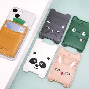 품질보장 BMCS  애니멀 부착형 핸드폰 카드포켓 카드지갑 카드홀더 카드파우치 가죽케이스 스마트폰