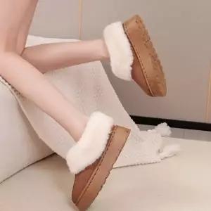 통굽 털부츠 스웨이드 겨울 발목기장 퍼 3컬러 슬립온