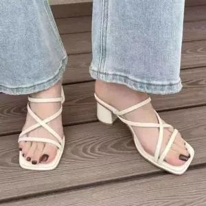 슬러퍼 RS1004 뮬 발편한 통굽 스트랩 샌들 WF0E022