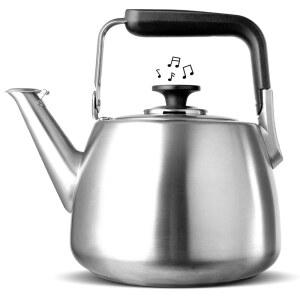 사도메인 티 주전자, 휘파람 스토브탑 모든 열원에 적합한 대용량 찻주전자, 두꺼운 본체와 바닥을 가진 전문적인 빠른 열 기술 내구성 있고 튼튼한 찻주전자