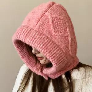 꽈배기 니트 바라클라바 겨울 모자 여성 핑크 원온골프 여자 여성 골프웨어
