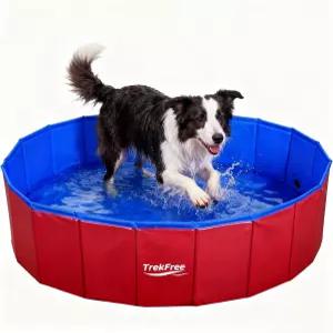 트렉프리 접이식 반려동물 수영장 40인치 x 12인치 반려견 야외 뒷마당용 미끄럼 방지 목욕 욕조