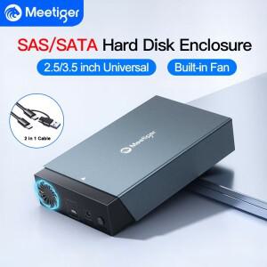 미티거 SAS 하드 드라이브 인클로저 USB C to 2.5/3.5인치 SAS/SATA HDD 박스 최대 24TB 디스크 지원 속도