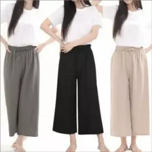 레이디스 인견 밴드라인 슬랙스(일반) 통바지 와이드핏 바지 심플 9부 S/S 상쾌한