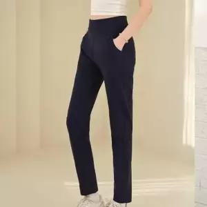 스판덱스시그니처 밴드 포멀팬츠 바텀스 하이 웨스트 단추 우먼 트라우저