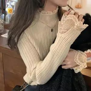 반폴라 소매 레이스포인트 긴팔 골지니트티 NF-76