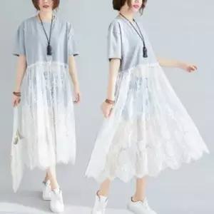 이쁘다요 썸머 반팔 롱 휴가 패션 레이스 원피스 스커트 WFLMN0H
