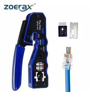 ZOERAX RJ45 크림프 툴 이더넷 크림핑 툴 올인원 크림퍼 패스 스루 Cat6 Cat5e 커넥터용 교체 블레이드 포