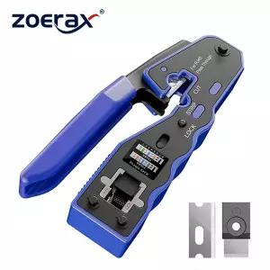 ZOERAX RJ45 크림프 툴 이더넷 크림핑 툴 올인원 크림퍼 패스 스루 Cat6 Cat5e 커넥터용 교체 블레이드 포
