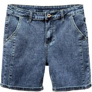 남성 롤업 스트레이트 데님 반바지 캐주얼 빈티지 슬림 핏 진 포켓 포함 코튼 쇼트 팬츠