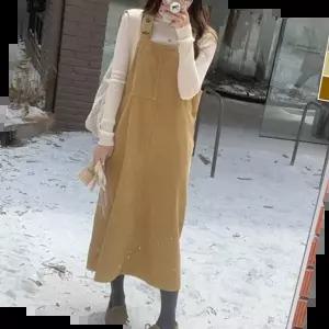 패션멜빵치마 골덴 멜빵 원피스 코듀로이 데일리 패션 데이트룩 1P