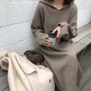 여성원피스 후드원피스 원피스 골지후드 골지후드 WFLMTQH