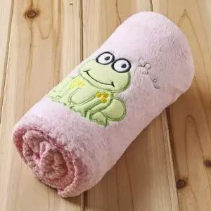 큐티 아동 극세사 무릎담요 개구리 케이스포함