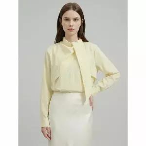 [하프클럽/샵앤]여성 반목 레이어드 프릴 타이 긴팔 블라우스 SIU-WBL-21021-버터