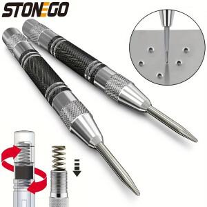 STONEGO 1PC 5인치 자동 센터 펀치 - 금속 목재 유리 플라스틱용 헤비 듀티 스틸 스프링 장착 도구