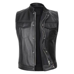 오토바이 바이크 라이딩 바이커 가죽 조끼 남성용 민소매 자켓 소가죽