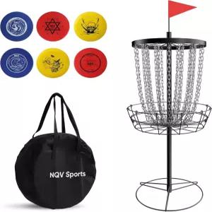디스크 골프 바구니 헤비 듀티 24 체인 휴대용 타겟 6개 및 트랜짓 백 포함
