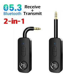 3.5mm Aux Bluetooth 5.3 수신기 송신기 TV 헤드셋 용 2-in-1 무선 오디오 어댑터 자동차 라디오 비행 Mp3