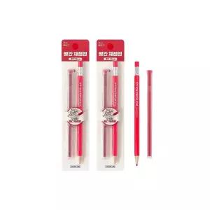 1500 빨간 채점펜 SET 12개 채점용 일정 2.6mm 리필심 세트 빨간펜 노크 샤프식 색연필