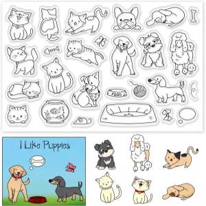 PH 팬더홀 장식 클리어 스탬프 플라스틱 동물 고양이 개 실리콘 필름 프레임 투명 씰 선물 사진 앨범