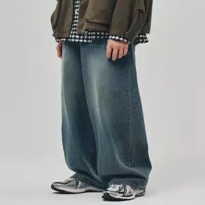 [리플라이퍼키]LA8614 어메이즈 플로우 와이드 데님 (MESSY BLUE)