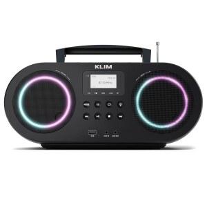 KLIM B5 CD 플레이어 휴대용 붐박스, FM 라디오, 블루투스 USB MP3 AUX, 조명 모드, 충전식 배터리, 자동 수면, 디지털 EQ 포함 붐박스