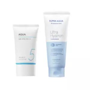 미샤 MISSHA 올 어라운드 세이프 블록 아쿠아 선 젤 SPF50+ PA++++, + 수퍼 아쿠아 울트라 히알론 클렌징 폼 set