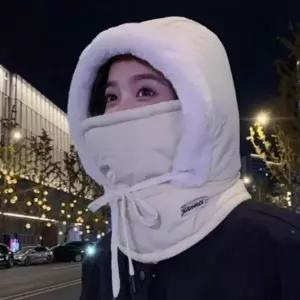 남녀공용 패딩 후드워머 모자 겨울 일체형 마스크 넥워머