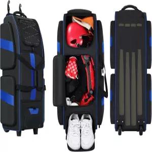 JMIANeodark 롤링 야구 가방 바퀴가 달린 소프트 대형 포수 기어 포수를 위한 최고의 장비 보관함 모든 4