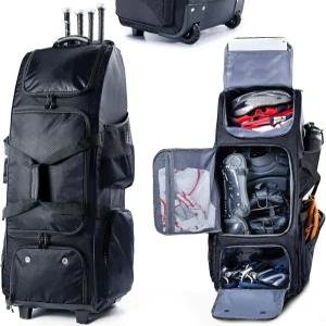 바퀴가 달린 비게가리 롤링 야구 가방 별도의 신발 수납 공간 및 펜스 후크 - 티볼용 대형 소프트볼 팀