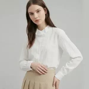 [샵앤] 국산 여성 프릴 넥라인 포인트 페미닌 블라우스 SIU-WBL-21022