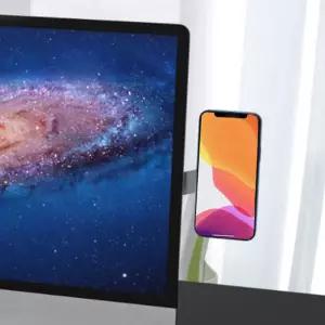 [모두쇼핑]듀얼 노트북 사이드 스마트폰 거치대 마그네틱 폰홀더 생활용품 가정용품 생필품