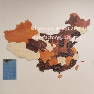 맞춤형 중국 지도 나무 지도 3D 입체 퍼즐 사무실 가정 거실 배경 벽 장식 펜던트