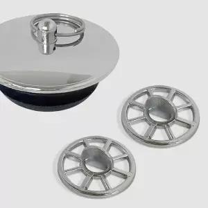 국산생산 (크롬 욕조마개 1개 + 크롬 욕조망35mm 2개) (WFHKBZZ)