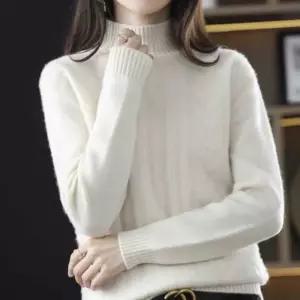 [모두모아]여성 엄마 패션 코디 꽈배기 니트 티셔츠 반 폴라 겨울니트티니트티셔츠 여성반폴라티 여성반폴